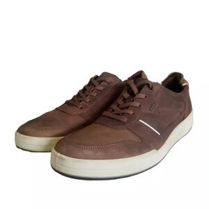 ECCO Brown Nubuck Leather JACK coco brown sz 10 Fall Dress sneakers